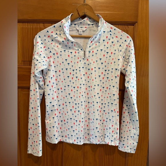 Lady Hagen Tops - Lady Hagen 1/4 Zip Long Sleeve WHT  Martini Cocktail Wine Glass Golf Pullover XS